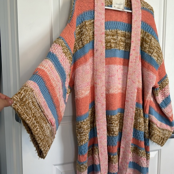 Anthropologie Patchwork Multicolor Thick Sweater Cardigan - Picture 3 of 6